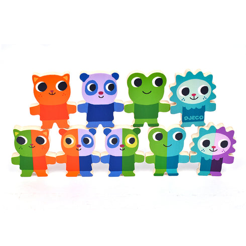 ピースをつなげて並べたり、上に積んで遊ぶことができます。